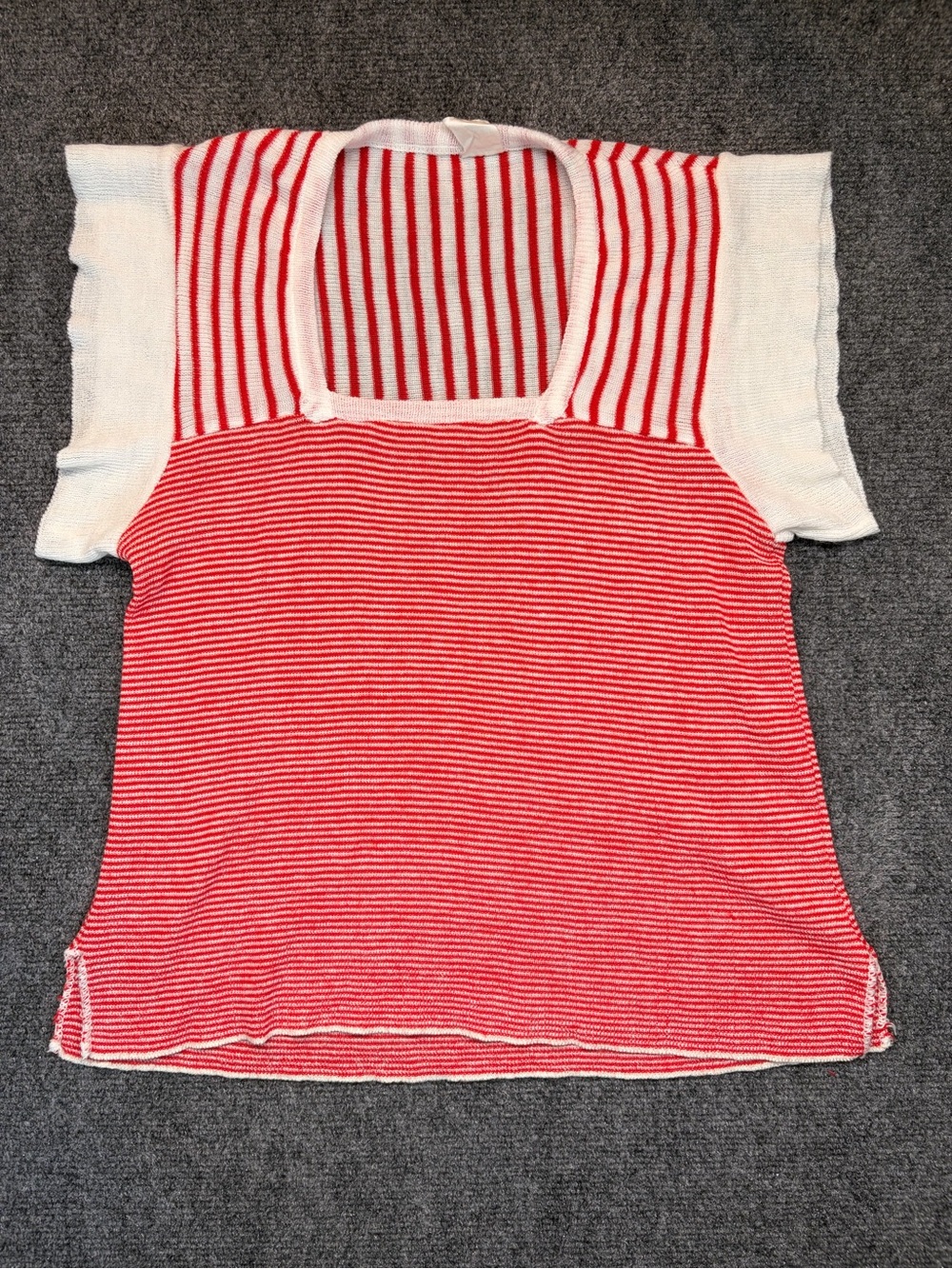 Vintage Women's Red & White Striped Knit Top